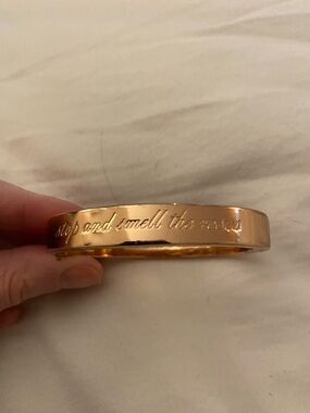 Kate Spade Engraved Rose Gold Bangle Bracelet - "Stop and Smell the Roses"